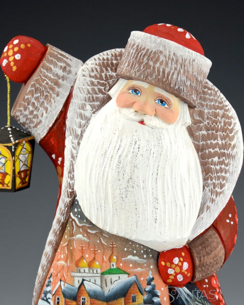 Santa with Troika, Lantern and Winter Birds