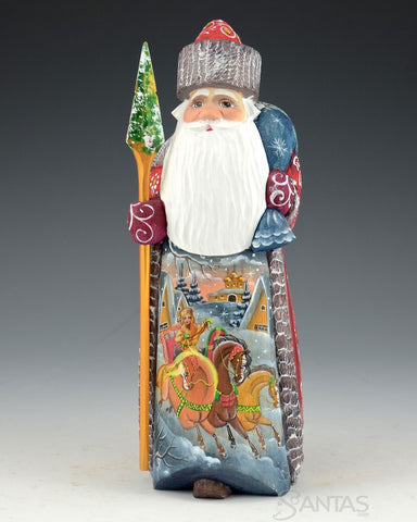 Walking Santa with Staff and Winter Scenes