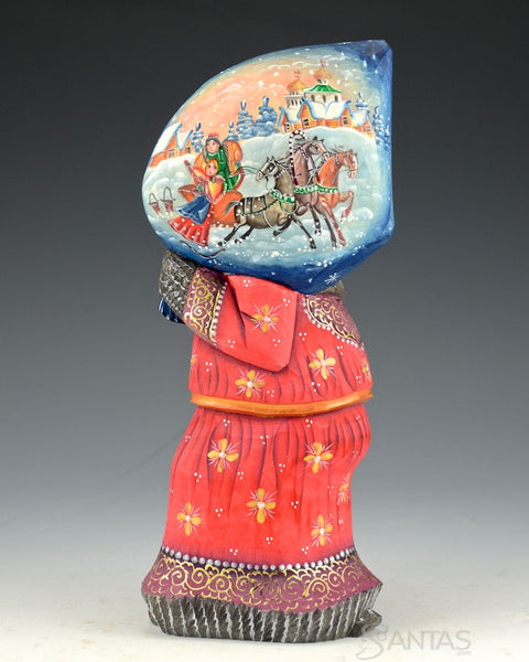 Red Walking Santa with Scenic Toybag