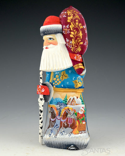 Scenic Walking Santa with Toybag and Birch Staff