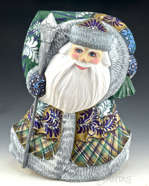 Blue Green and Gold Wide Russian Rocking Santa