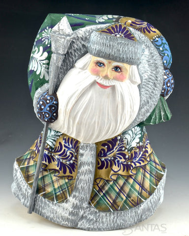 Blue Green and Gold Wide Russian Rocking Santa