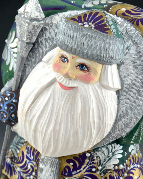 Blue Green and Gold Wide Russian Rocking Santa
