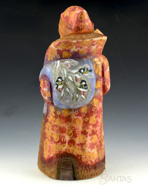 Leaf and Snowflake Series Russian Santa with Winter Birds