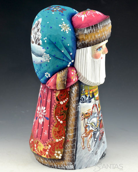 Happy Blue Eyed Russian Santa with Winter Scenes