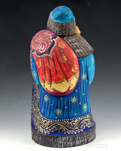 Blue and Gold Russian Santa with Girl