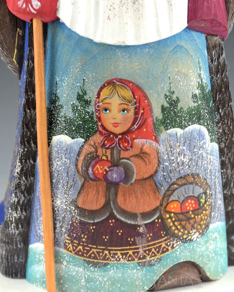 Blue and Gold Russian Santa with Girl