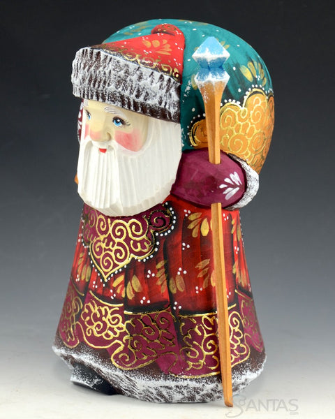 Cute and Cozy Colorful Gold Trimmed Russian Santa