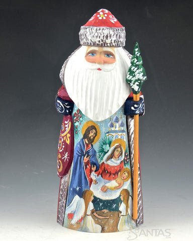 7 inch Russian Santa with Nativity Scene
