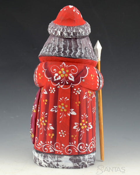 Small Red Russian Santa with Troika Scene