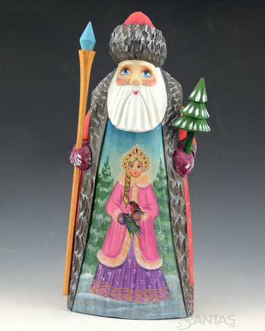 7 inch Russian Santa with Pink Snowmaiden