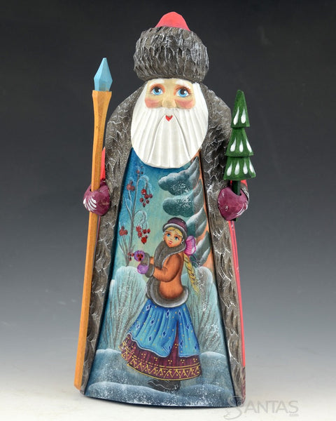 7 inch Russian Santa with Blue Eyed Girl