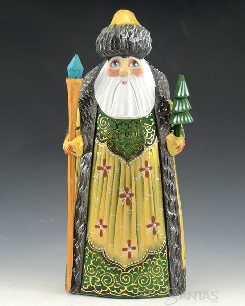 Small Green and gold Ornate Russian Santa