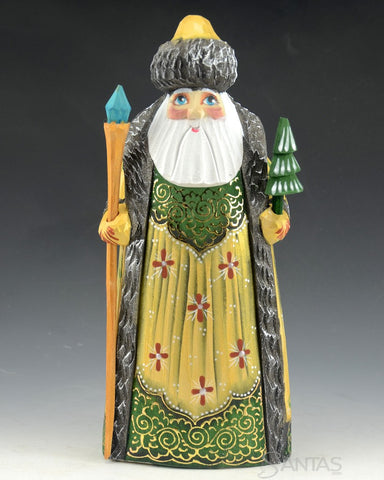 Small Green and gold Ornate Russian Santa