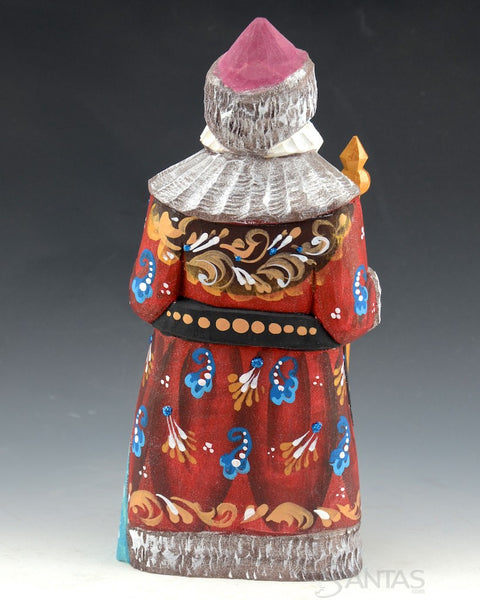 Small Blue Eyed Russian Santa with Birds