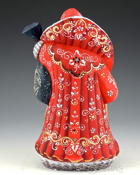 Russian Santa with Troika and Birds on Toy Bag