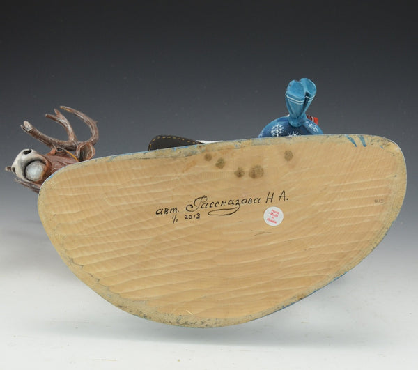 Santa's Favorite Reindeer - Carved Russian Santa