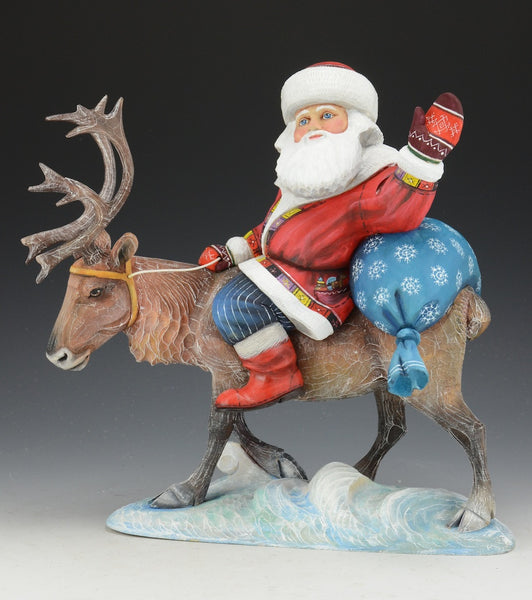 Santa's Favorite Reindeer - Carved Russian Santa
