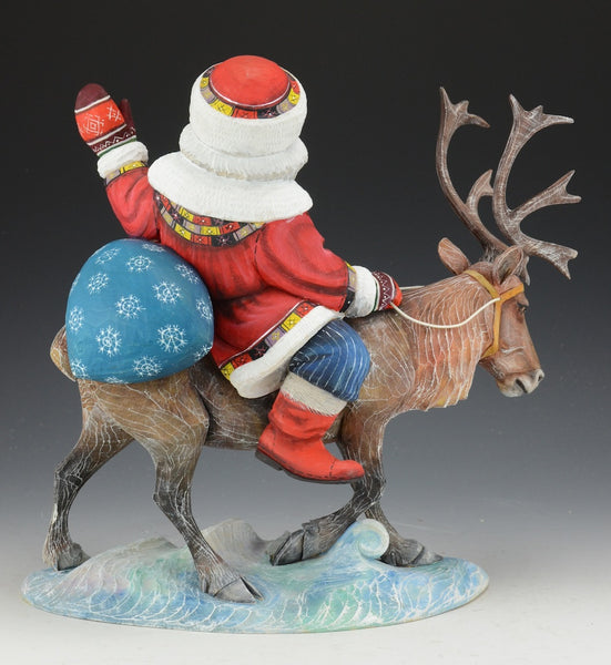 Santa's Favorite Reindeer - Carved Russian Santa