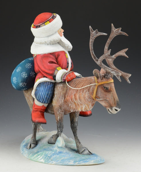 Santa's Favorite Reindeer - Carved Russian Santa