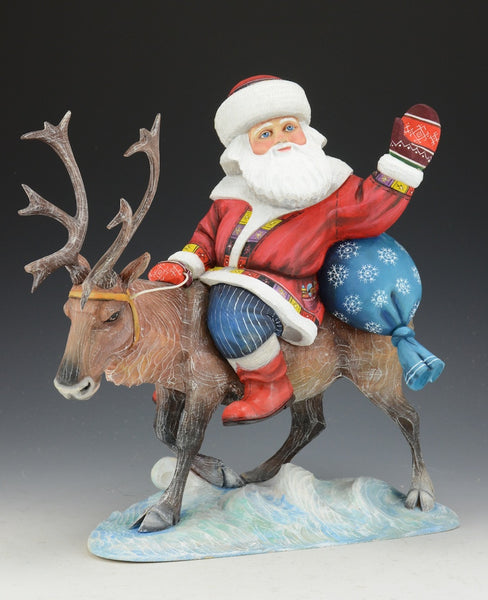 Santa's Favorite Reindeer - Carved Russian Santa