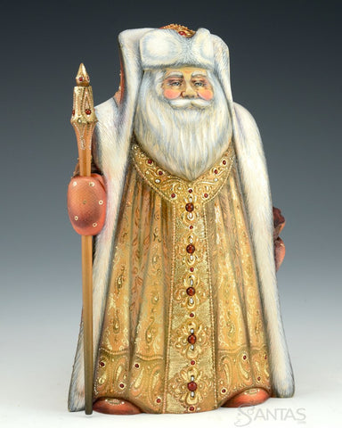 Small Golden Russian Santa with Jewels