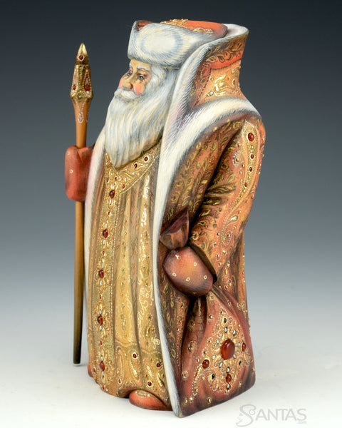 Small Golden Russian Santa with Jewels