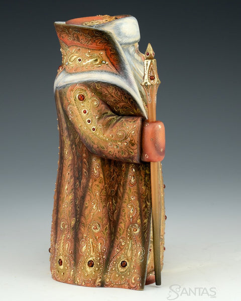 Small Golden Russian Santa with Jewels