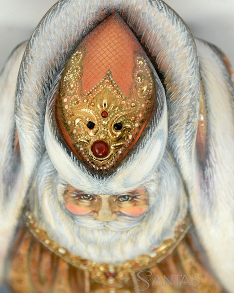 Small Golden Russian Santa with Jewels
