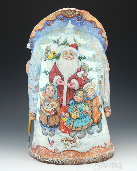Blue Eyed Russian Santa with Children and Nature