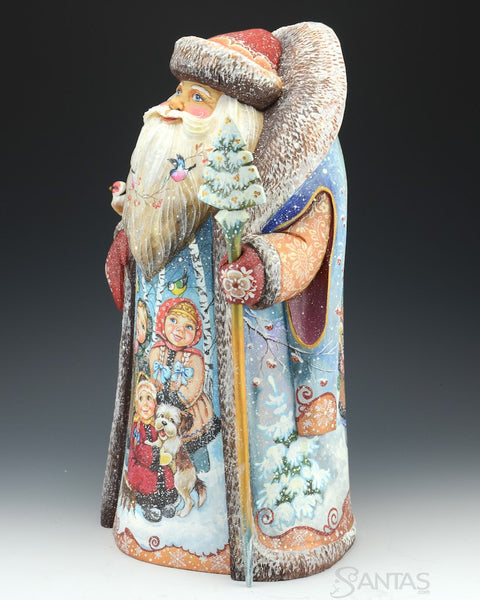 Blue Eyed Russian Santa with Children and Nature