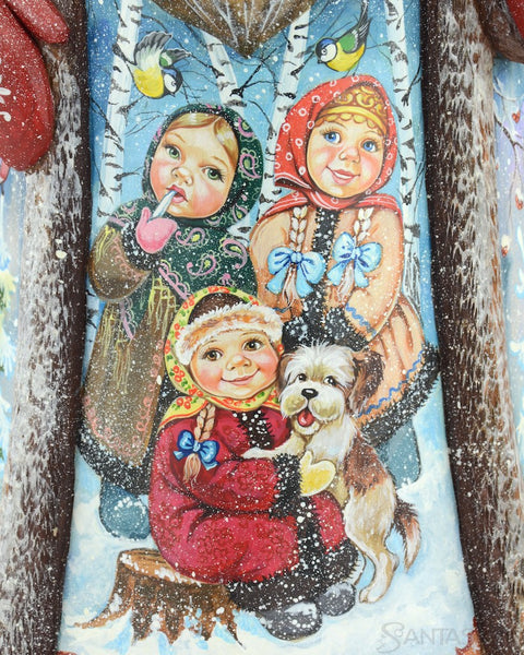 Blue Eyed Russian Santa with Children and Nature