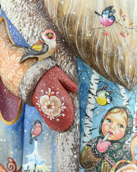 Blue Eyed Russian Santa with Children and Nature