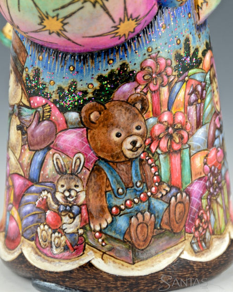 Wood Burned Scenic Russian Santa on Sleigh