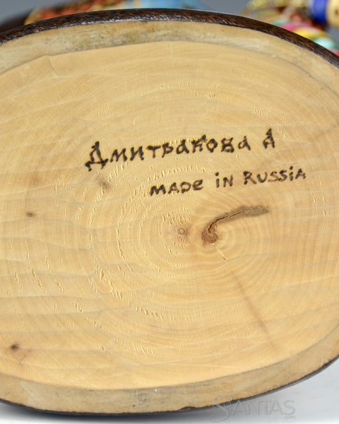 Russian Scenic Wood Burned Santa with Toys