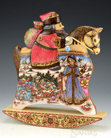 Rocking Horse Santa with Wood Burned detailing