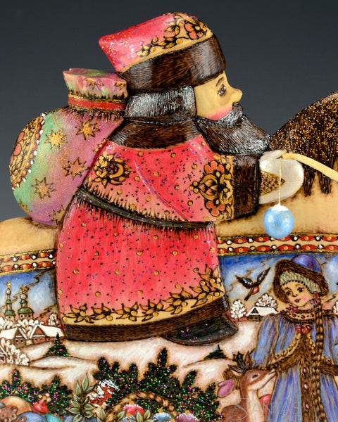 Rocking Horse Santa with Wood Burned detailing