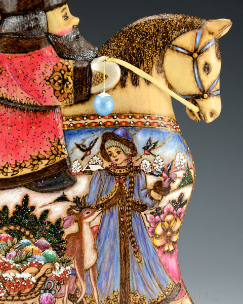 Rocking Horse Santa with Wood Burned detailing
