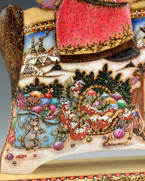 Rocking Horse Santa with Wood Burned detailing