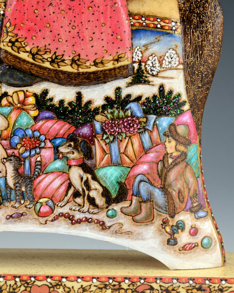 Rocking Horse Santa with Wood Burned detailing