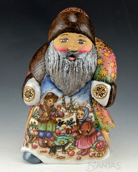 Petite Detailed Wood Burned Russian Santa