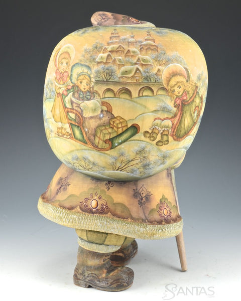 Heavy Load Watercolor Painted Russian Santa with Scenic Toybag