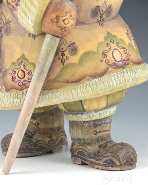 Heavy Load Watercolor Painted Russian Santa with Scenic Toybag