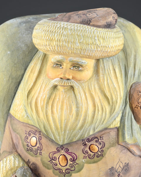 Heavy Load Watercolor Painted Russian Santa with Scenic Toybag