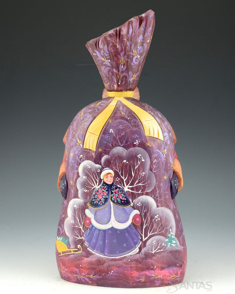 Russian Santa with Extra Large Lavender Toy Bag