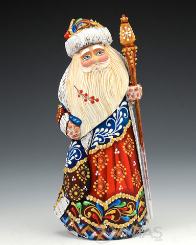Detailed Colorful Russian Santa Carving 7 inch