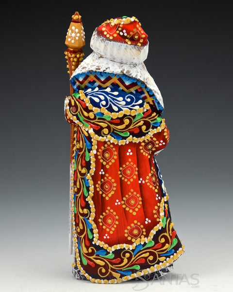 Detailed Colorful Russian Santa Carving 7 inch