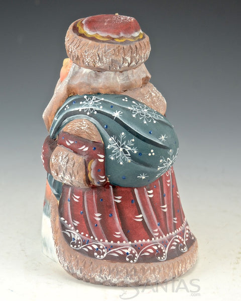 Russian Santa Claus with Snowbird Scene and toy bag