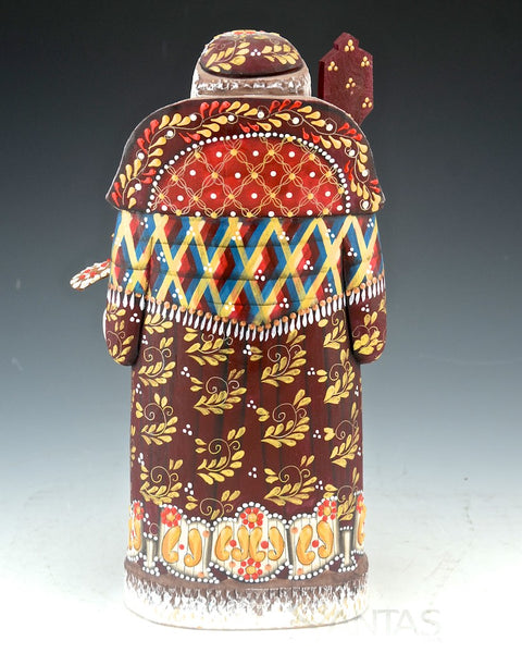 Colorful Russian Santa Carving with Nutcracker and Bird