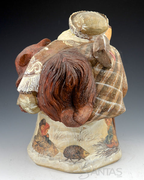 Bear Hugs Stout Scenic Carved Russian Santa